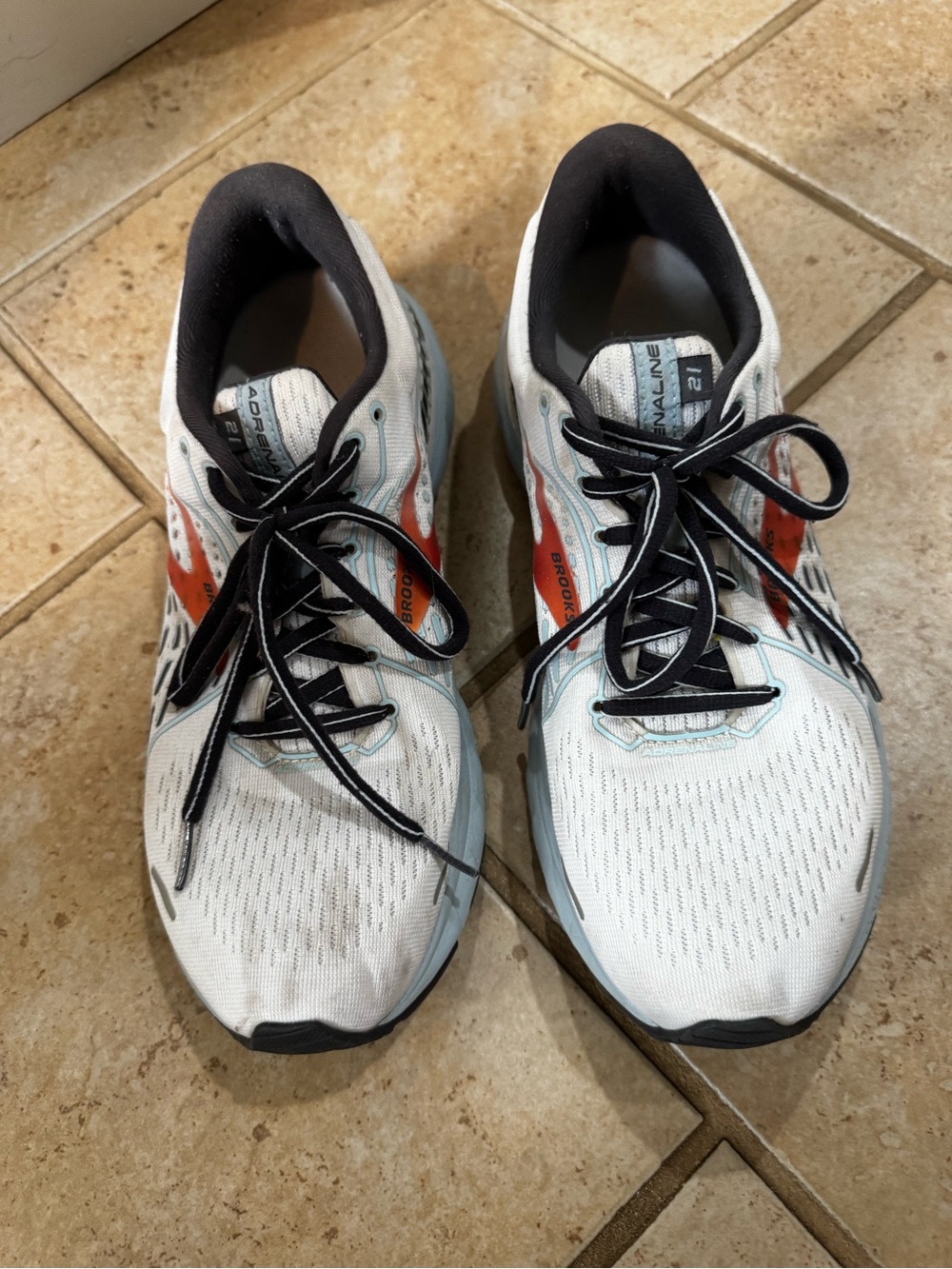 Brooks Women’s Running Shoes — White with Orange and Black Accents